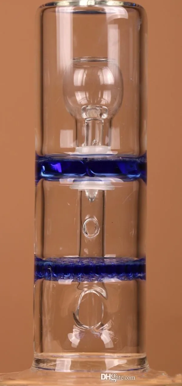 Nouvelle arrivée Narguilés Double Couches Perc Nid D'abeille / tornade conduites d'eau en verre dab / plates-formes pétrolières bangs en verre avec Bleu en stock