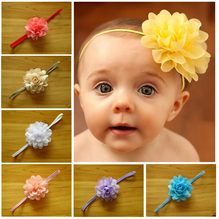 Fashion Infant Headbands Super Elastic Chiffon Flower Hair Accessories