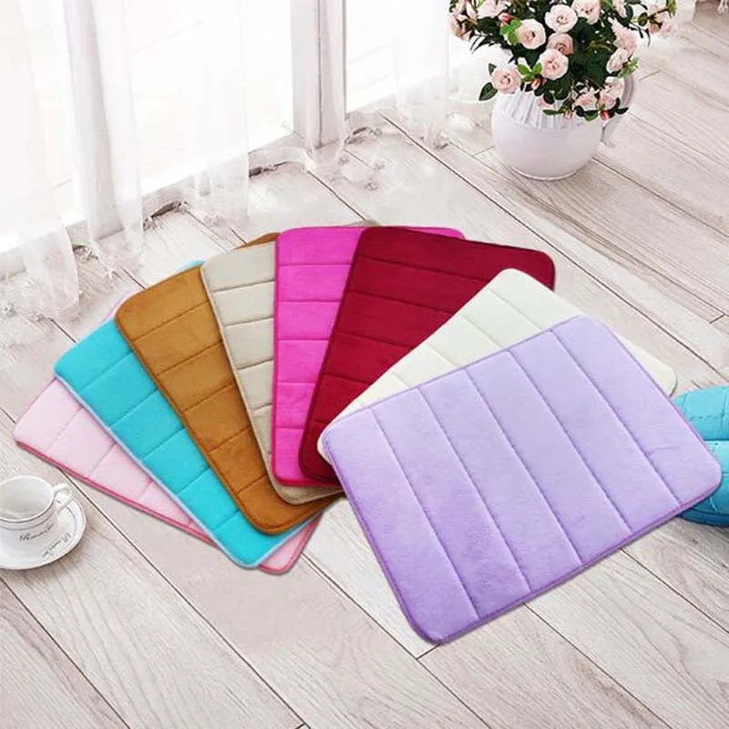 40x60cm Coral Velvet Bath Mat Bathroom Bedroom Anti-slip Mat Memory Foam Carpet Bathroom Shower Carpet Toilet Mats