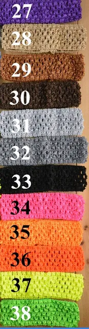 Offre spéciale 38 couleurs, vente en gros, haute qualité, 1.5 pouces, nouveau-né, bébé fille, haut TuTu, bandeau en crochet, nœud pour cheveux, 100 pièces, vente en gros