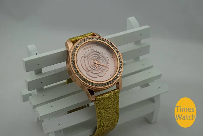 7 colori di vendita caldo cinturino in pelle rosa orologio da donna orologi con strass per le donne vestono orologi orologio al quarzo 1 pz/lotto