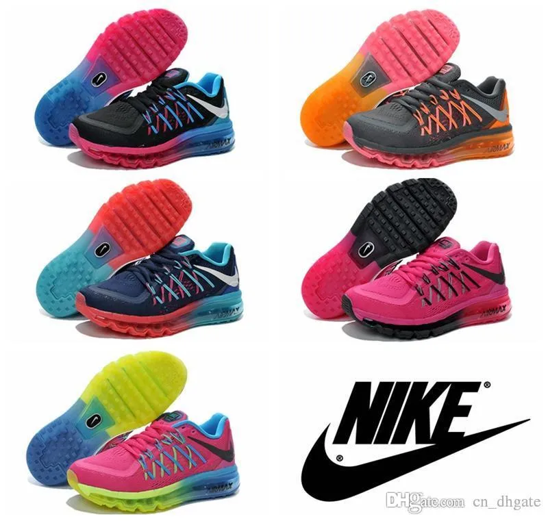 Nike Air Max 2015 Wmns para de los zapatos corrientes, a Negro Rosa Azul