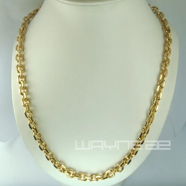 Collana da uomo in oro giallo 18 carati 18 carati, larghezza 6 mm, lunghezza 60 cm, collana N248