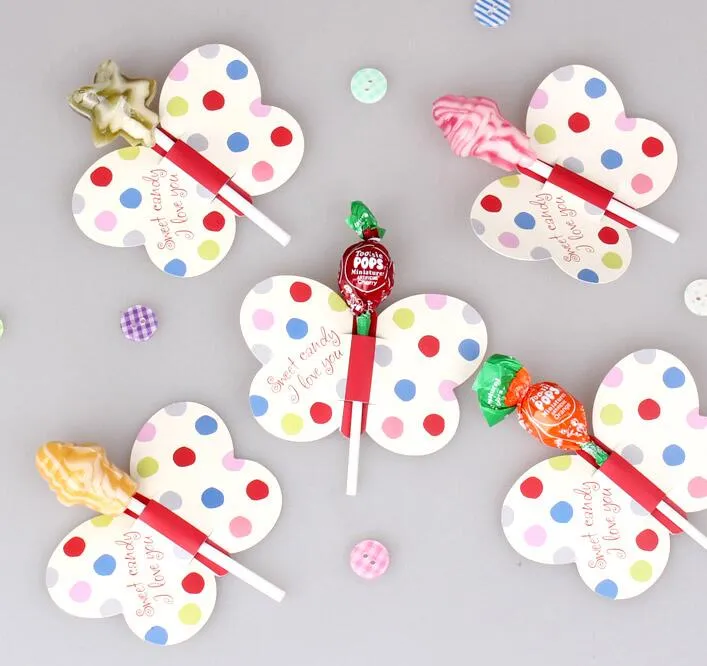 Other Event & Party Supplies Lollipop Wholesale-50Pcs/Lot Stick Candy Bee/Butterfly/ Printed Decorative Card