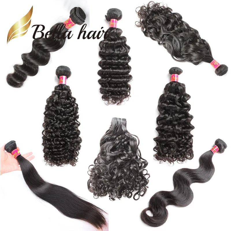 Bella Braziliaans haar 8-34 inch Onverwerkt menselijk haarbundels Bot Recht Lichaamsgolf Los Diep Krullend Watergolf Natuurlijk golvend haar Slay Extensions Julienchina 0MC0