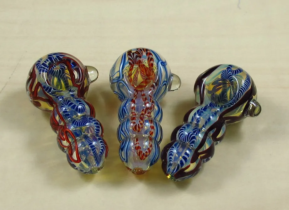 WSC-1023 glass smoking pipes colored spoon pipe hand pipe 90MM