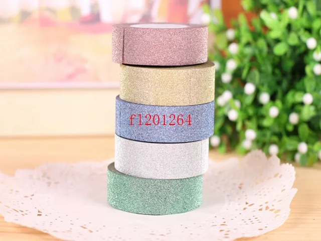 Fedex DHL 10M 1.5CM Width DIY Tape Self Adhesive Glitter Stick Scrap booking Book Decor Craft Rolls,