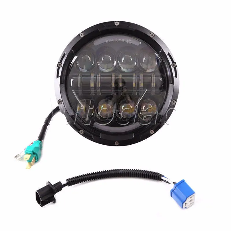 Inch 80W Round LED Projector Headlights with H4 DRL for Jeep Wrangler x