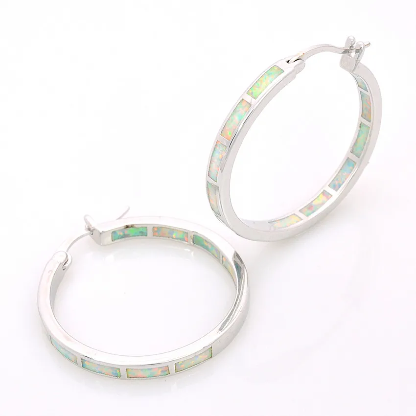 Wholesale & Retail Fashion Blue &White Multicolour Fine Fire Opal Earrings 925 Silver Plated Jewelry EJL1631001