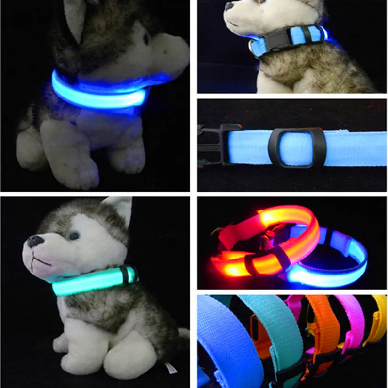 Naylon LED Köpek Yaka Işık Gece Güvenlik Yanıp Sönen LED Glow Pet Malzemeleri Pet Kedi Yaka Köpek Aksesuarları Küçük Köpekler Için Yaka LED