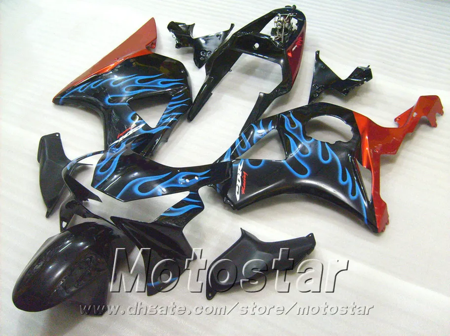 Injection molding High quality fairing kit for Honda cbr900rr fairings 954 2002 2003 CBR900 RR blue flames black bodykits CBR954 02 03 YR6