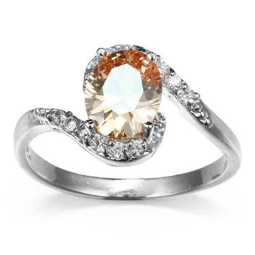 Luckyshine vacker kvinna gåva oval ametyst morganite ädelsten 925 silver cubic zirconia vigselringar smycken 12 st