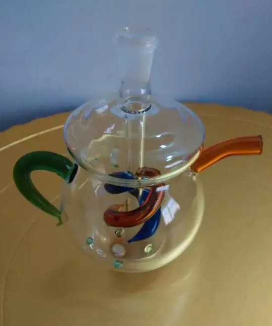 Gratis frakt grossister Nya lilla tekannor Style Stained Glass Hookah / Glass Bong, ger full uppsättning tillbehör