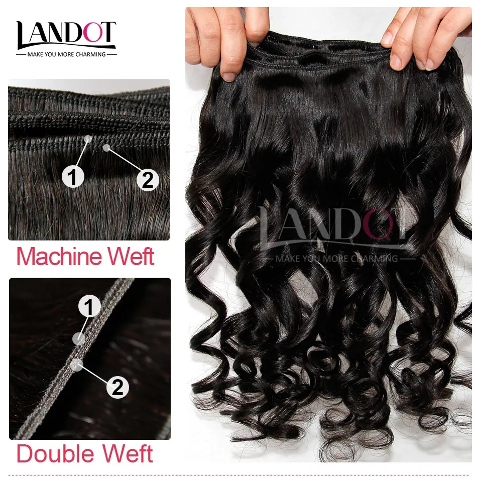 Brazilian Malaysian Peruvian Virgin Hair Weaves 3 Bundles with Lace Closure Loose Wave Curly 8A Indian Cambodian Remy Human Hair C6287740