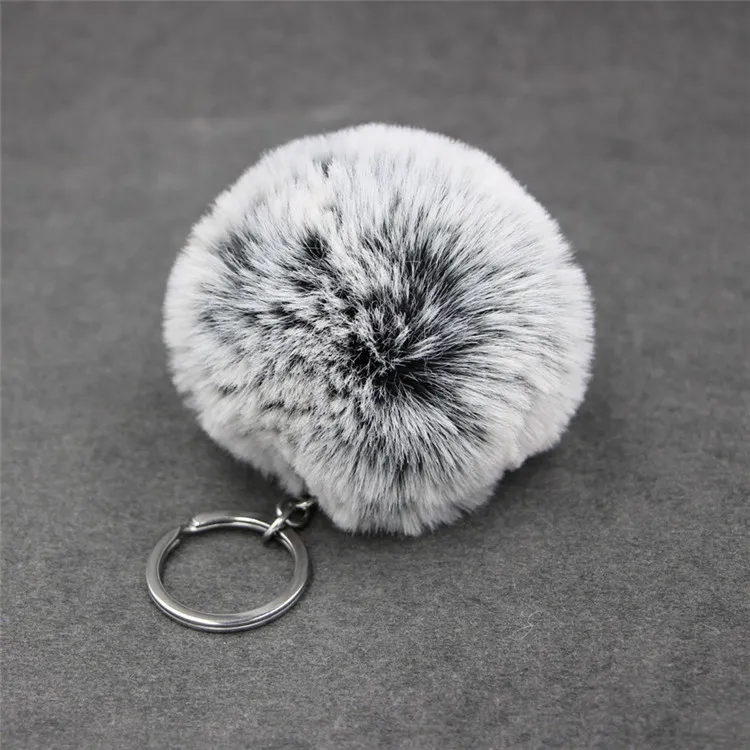 Simulated Rabbit Fur Ball Keyrings 8cm Ombre Color Plush Ball Keychain Car Key Chain Women Bags Pendant Key Rings Accessories