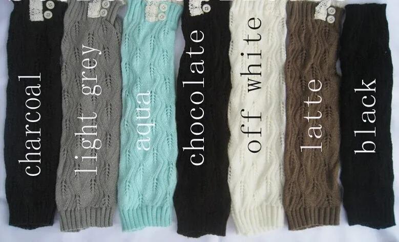 2015 Button leg warmers Knit Lace shark tank Legwarmers Boot Cuffs lace trim gaiters Boot Socks Crochet #3719