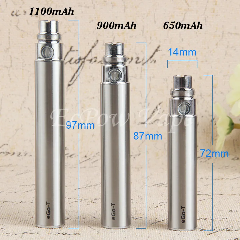 Ego T Vape Battery Ego Evod 510 Frea Baterias 650 900 1100 mAh ego-T Vapes Pen vêm com 510 figs eletrônicos de fios de carregador USB