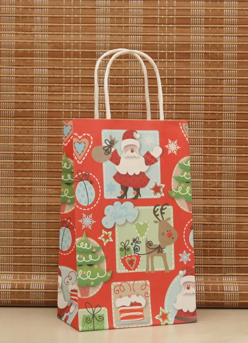 14 Design Paper Gift Bag for Christmas Gift Recyclable Kraft Bag Party Supplies WS002