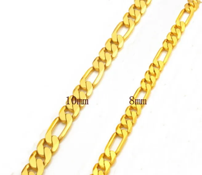 8mm * 60 cm 24K Pozłacane Męskie Pozłacane Naszyjnik Mężczyźni Biżuteria Aluwialny Elegancka Vintage Golden Chain Biżuteria