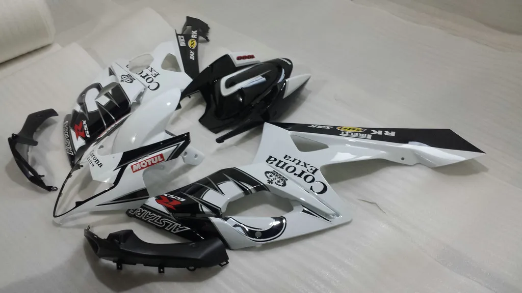 Kit carene stampi a iniezione SUZUKI GSXR1000 GSX R1000 K5 05 06 GSXR 1000 Kit carena bianco nero Corona 2005 2006 + 7 regali MG88