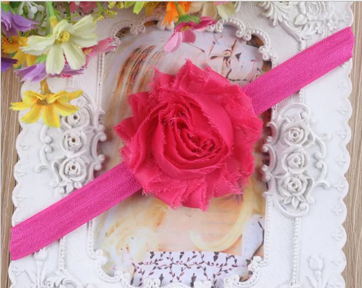 Top Shabby Flower Band Włosów Dzieci Szyfonowa Głowa Ring Chic Baby Headband Skinny Elastic Head Band Girls Pałąk Akcesoria do włosów 200 sztuk