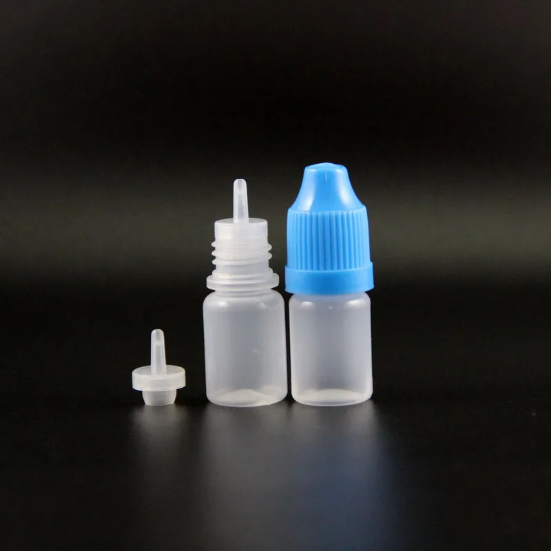 Lot 100 pcs 3 ml bouteilles de compte-gouttes en plastique avec des bouchons de casquettes à preuves enfants pressés avec de longs mamelons