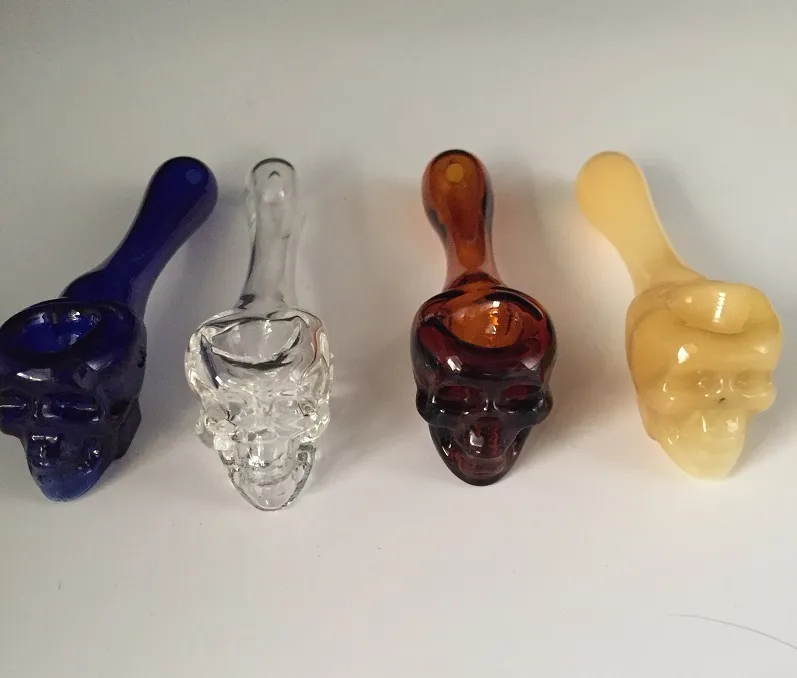 10 st Skull glaspipor Pyrex oljebrännare 2mm tjockt rör glas Vattenpipor Färgglada Pipe Oljerigg Bongs Vattenpipor för rökning