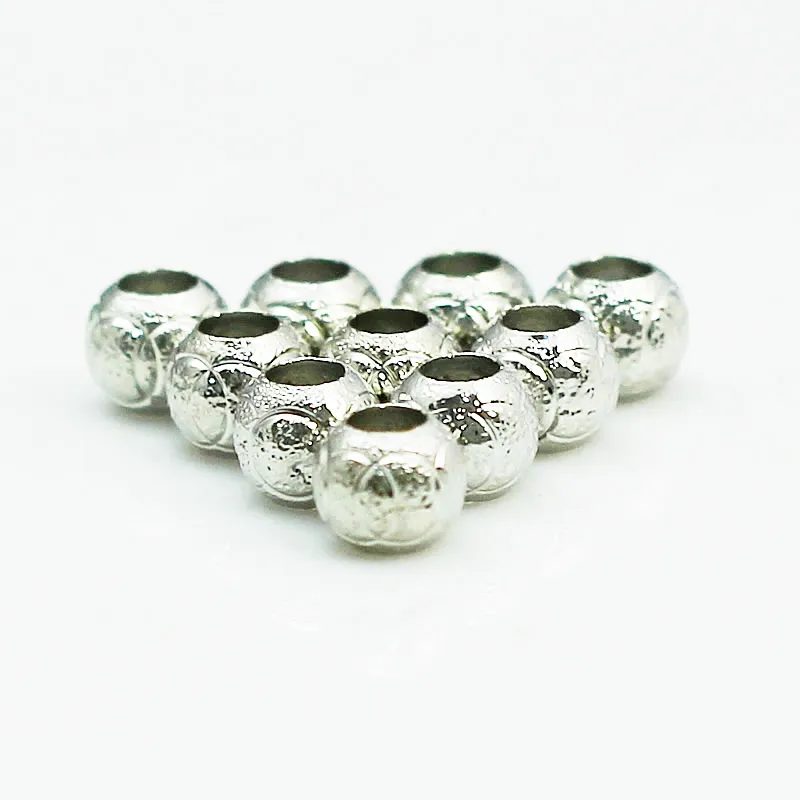 Beadsnice Large Hole Pärlor 8mm Runda i Platina Plated Coler Brass Metal Beads Smycken Making Spacer Pärlor ID 26990