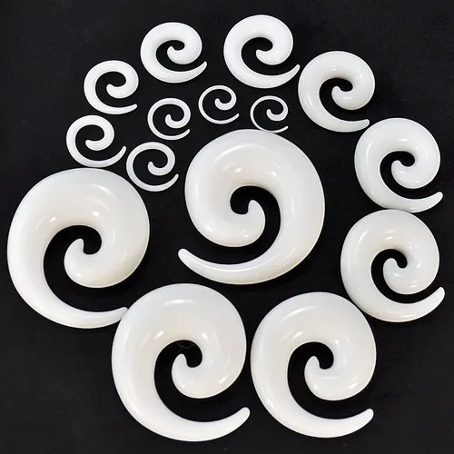 Body Jewelry Punk Ear Spiral Expander Taper Swirl Plug Stretcher piercing Acrylic Spiral Black White wholesale