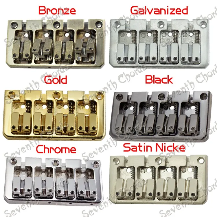 A Set Double Bullet Saddle 4 String Bass Bridge For Electric Guitar