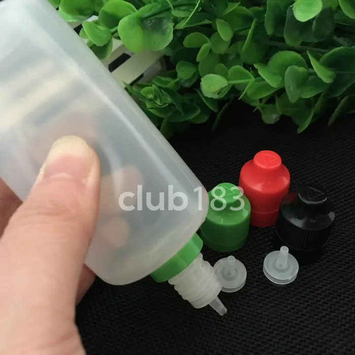 Prix ​​de gros LDPE 100ML Pipette Bouteilles avec dameur Childproof Cap, bouteilles en plastique vides pour E-liquide, bouteilles en plastique translucide