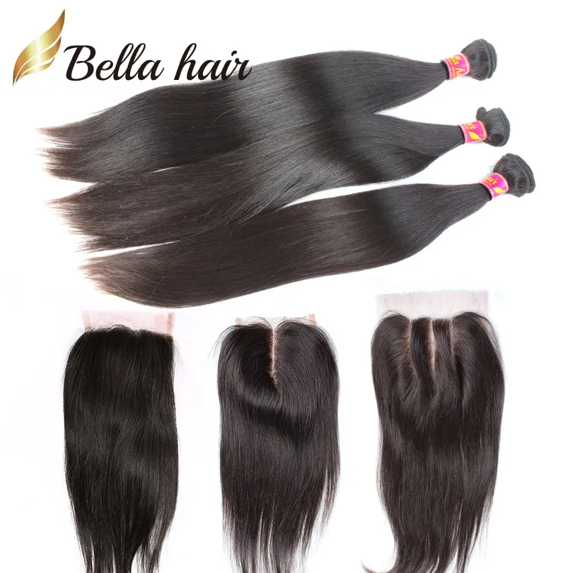 7A straight hair bundles with closure