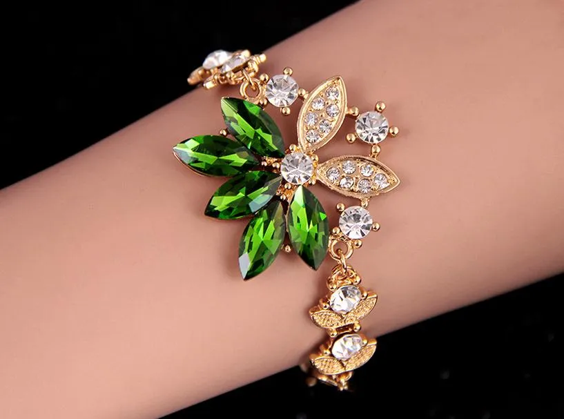 Комплект ювелирных изделий 18k золото заполненные австрийский Кристалл женщины свадебное ожерелье браслет серьги кольцо