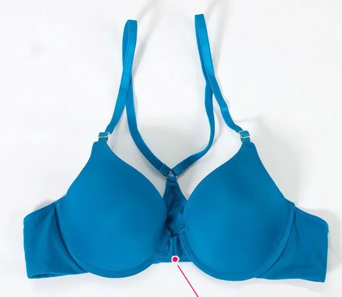 Zamknięcie przednie Underwire Push Up Bra Top Comfort T-Back Racerback Bra 9 Kolory Darmowa Wysyłka