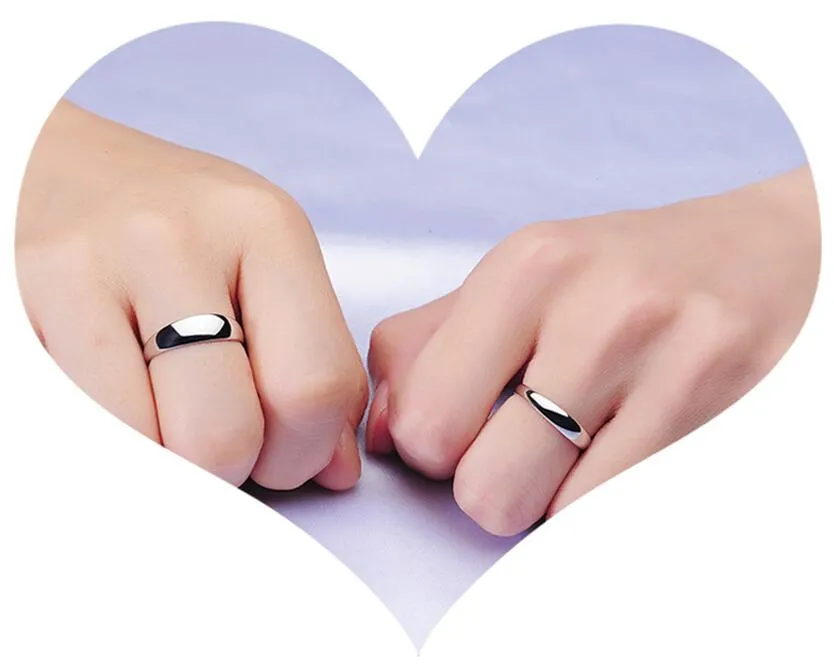 New Simple Smooth Surface Lovers Ring Fashion Opening Mouth S925 Gioielli in argento sterling Paio di anelli fidanzamento di nozze