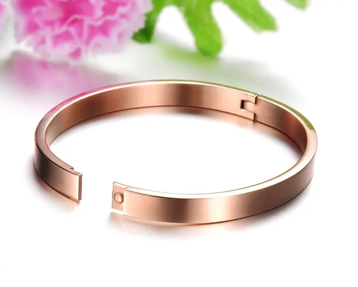 women stainless steel rose gold plated cubic zirconia cross pattern bracelets bangles for women fashion charm jewelry gifts