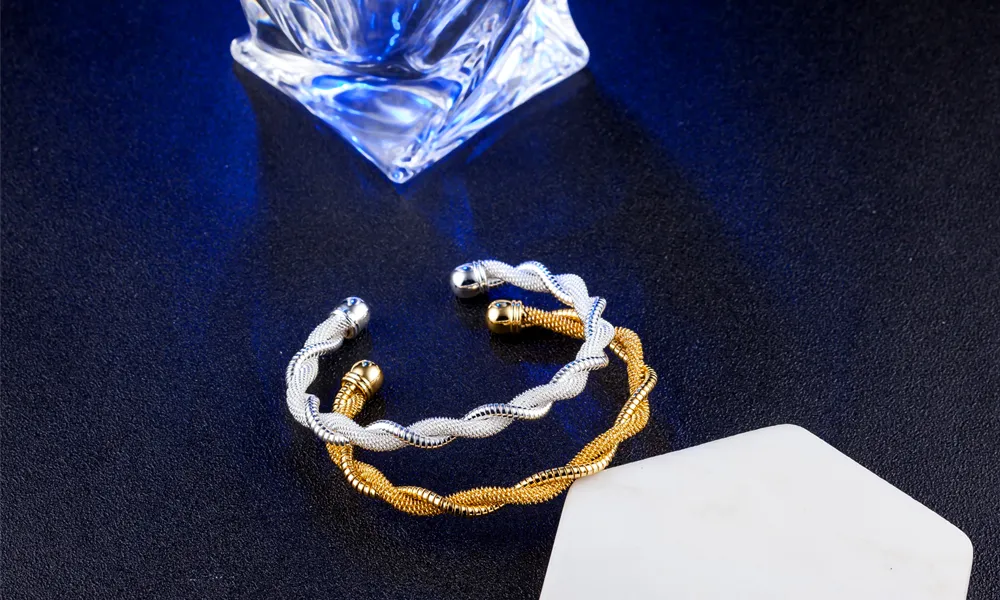 10 stks/partij hot gift fabriek prijs 925 zilveren bedelarmband Twisted snake bone 18K gouden armband mode-sieraden 1821