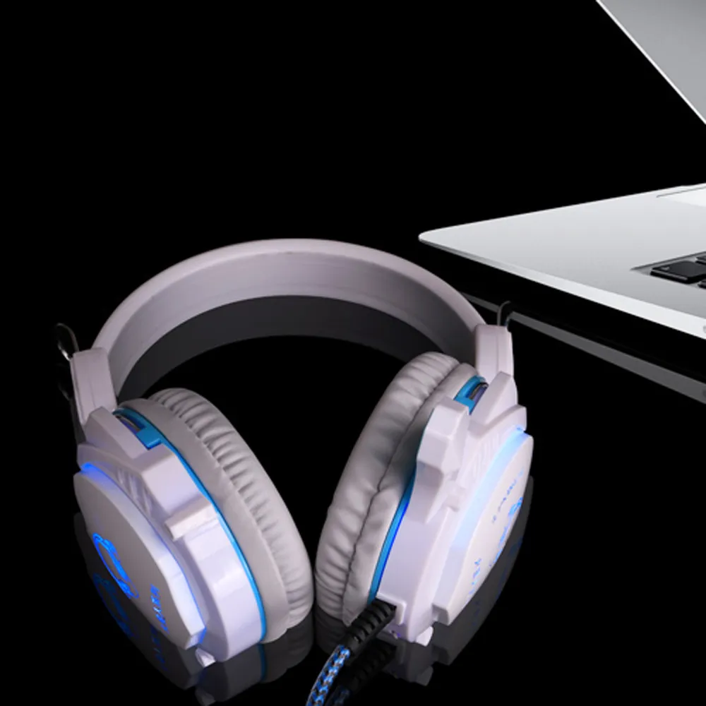 White 3.5mm Plug Professional Game Headset Hifi Stereo USB LED Light Gaming Headphone with Mic Microphone for PC Game CS DOTA2