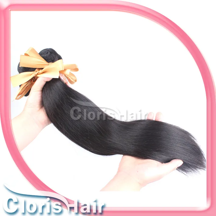 Retail 1 Bundle Straight Weft Brazilian Virgin Human Hair Weave Cheap Unprocessed Silky Straight Hair Extensions 3.5Oz/pcs Healthy End