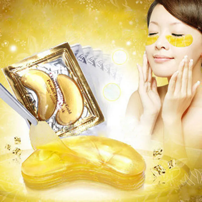 Wholesale-35pairs New High quality Gold Crystal collagen Beauty Eye Mask Hotsale Eye Patches Colageno free ship