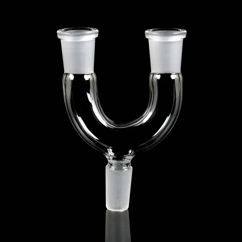 Double Bowl Glass Adapter Adapter Water Roken Bong Bubbler Pipe Groothandel Twee Functies Rook