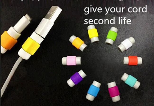 2000 adet Veri Kablosu Konektörü Koruyucu Koruyucu Kollu Kablo Sarıcı Kapak Şeker Renk Sadece iphone kablosu için Rastgele Renk