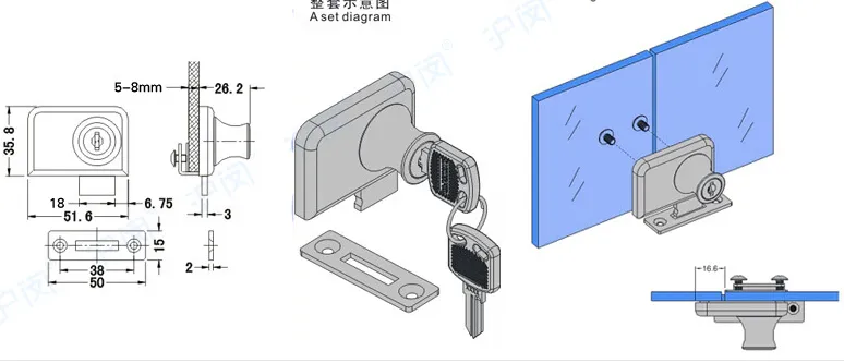 Freehand toonbank glazen vitrinekast glazen deur dubbele open deur open gat kast meubelslot 409