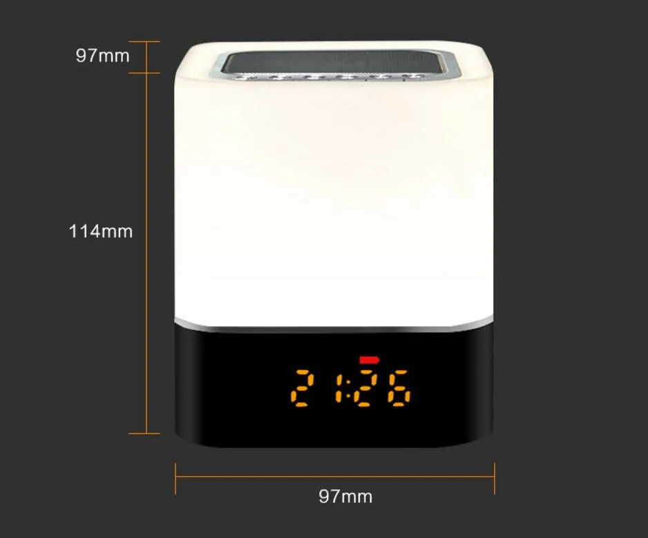 Night Light Bluetooth Speaker Portable Wireless Speaker table lamp with Microphone Smart Touch LED Mood Lamp Alarm Clock Radio TF Card