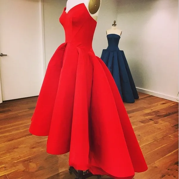 Classique Simple Rouge Robe De Bal Gonflée Salut Lo Robes De Soirée Chérie Fermeture Éclair Retour Pas Cher De Bal Arabe Dubaï Robe De Soirée Formelle1962