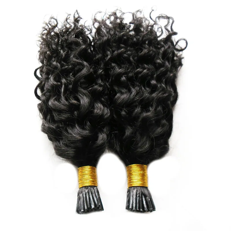 أنا تلميح الشعر كيراتين عصا ملحقات الشعر kinky curly 100g 100s color7465557