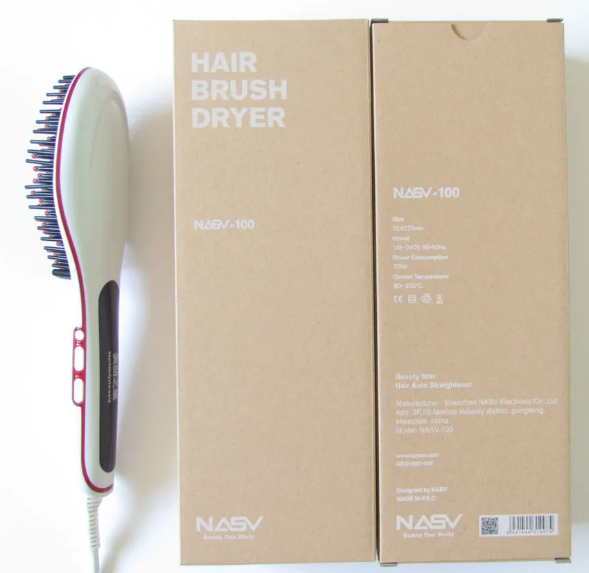 New Beautiful Star NASV LCD Hair Brush Dryer Electric Digital Hair Straightener Tool Hair Straight Comb colors Free by DHL