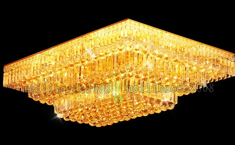 TOP19 Moderne Woonkamer Kroonluchters Sfeer Gouden Rechthoek / Vierkante Crystal Lamp Slaapkamerverlichting Verlichting Plafond Restaurant Dineren Kamer Villa's