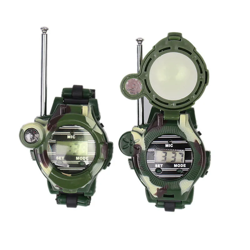 2 pièces/ensemble jouet Radio bidirectionnel multifonctionnel avec boussole loupe réflecteur talkie-walkie jouets enfants montre-bracelet de Style militaire