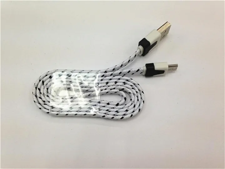 Noodle Braided Cable Micro USB V8 Cable Sync Data 1M Charging Cord Flat Woven Fabric Dual Colors Cables for Samsung S7 S6 Note 7 6 5 4 HTC